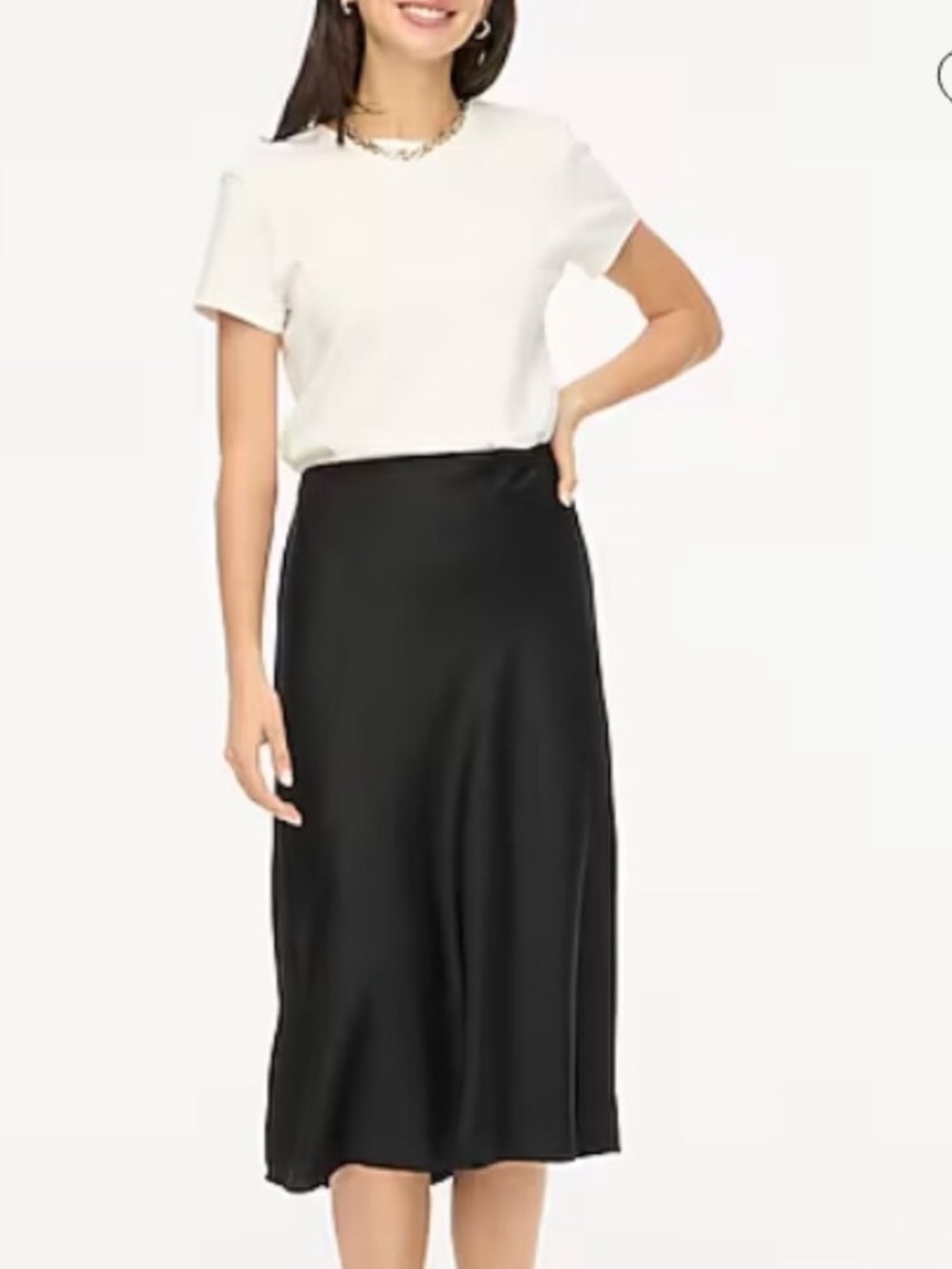 J. Crew Black Satin Midi Skirt medium NWT